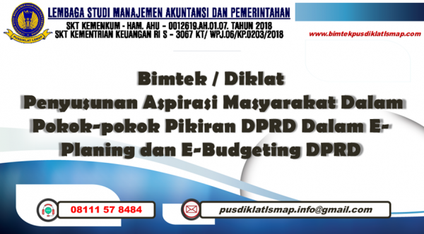 Info Diklat DPRD Penyusunan Aspirasi Masyarakat Dalam Pokok-pokok Pikiran DPRD Dalam E-Planing dan E-Budgeting DPRD