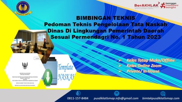 Bimtek Tata Naskah Dinas Di Lingkungan Pemerintah Daerah Sesuai Permendagri No.1 Tahun 2023
